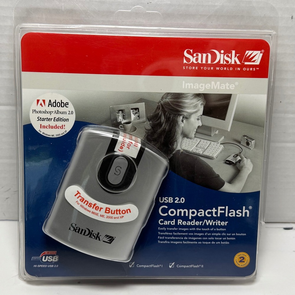 SanDisk ImageMate USB 2.0 CompactFlash Card Reader Writer SDDR-92-A15 New Sealed